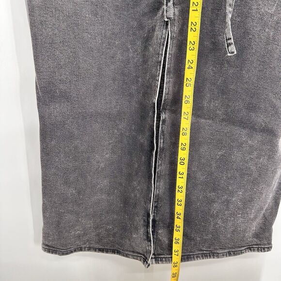 NEW Hugo Boss Womens Denim Maxi Skirt Large Gray Gatje Tie Belt Front Slit $158 - Picture 8 of 14